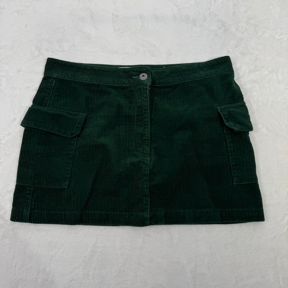 Cotton On Skirt Womens 8 Green Cord Utility Skirt Mini Cargo Corduroy Pockets